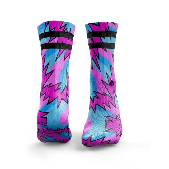 
                                        Sports socks Fresh Prince 2Stripe  Bright Pink & Blue - HEXXEE