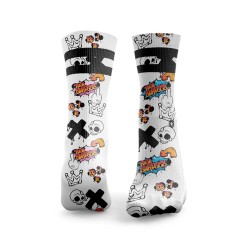 Sports socks F Burpees Graffiti  2Stripe -White-HEXXEE