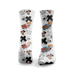 Sports socks F Burpees Graffiti -White-HEXXEE 