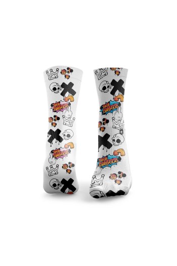 Sports socks F Burpees Graffiti -White-HEXXEE Cross-Training