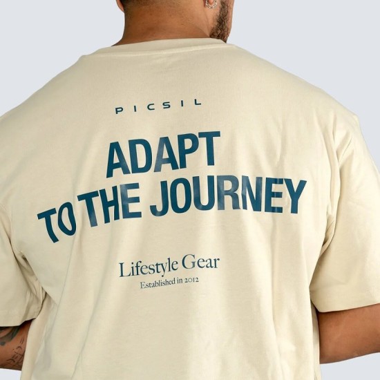 
                                        Мъжка тениска Urban Oversize Organic Cotton-Adapt to the Journey-Sandstone- Picsil