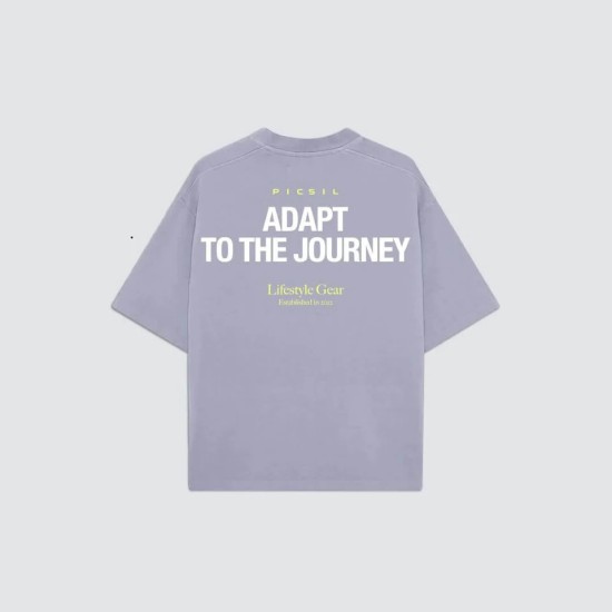
                                        T-shirt Urban Oversize Organic Cotton-Adapt to the Journey-Lilac- Picsil