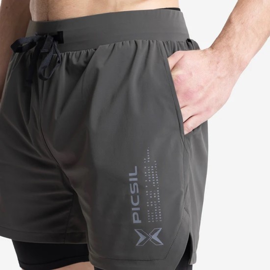 
                                        Shorts with compression mesh 2 in 1 man Premium Moss -Picsil