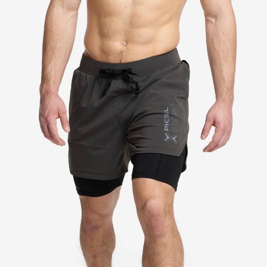 
                                        Shorts with compression mesh 2 in 1 man Premium Moss -Picsil