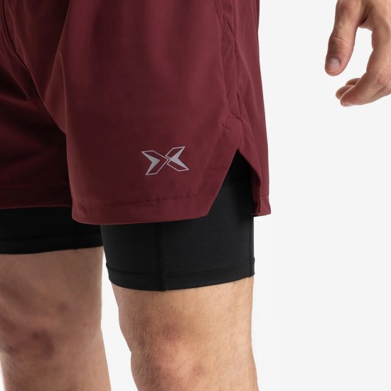 
                                        Shorts with compression mesh 2 in 1 man Premium Burgundy -Picsil