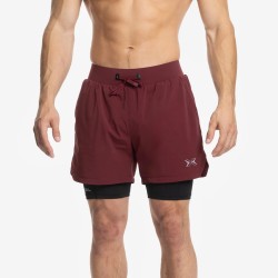 Къси панталони с клин Men's Short 2 in 1 man Premium Burgundy-Picsil