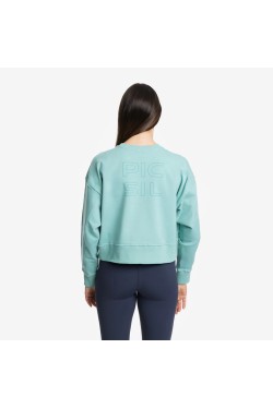 Women's Picsil Crop Jersey Sweatshirt- Cyan