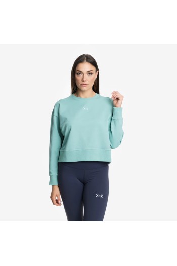 Women's Picsil Crop Jersey Sweatshirt- Cyan Cross-Training