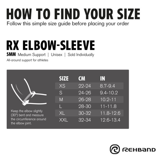 
                                        Rx Elbow Sleeve 5mm REHBAND  (1 piece)