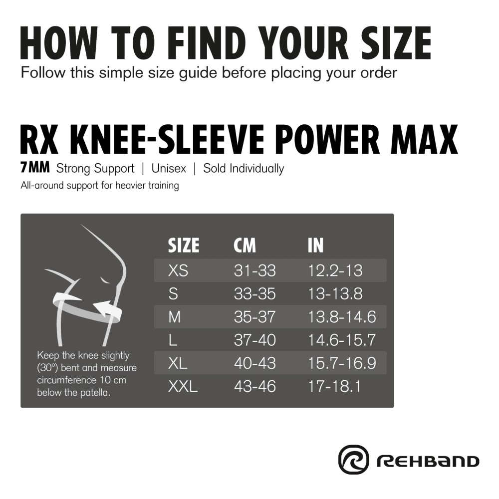 Rx Knee Sleeve Power Max 7mm(1piece)-Carbon/Black
