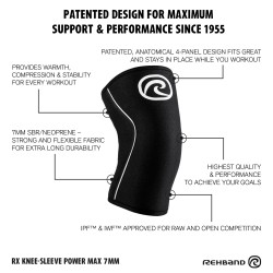 Наколенка REHBAND Power Max 7mm (1 брой)-Carbon/Black 