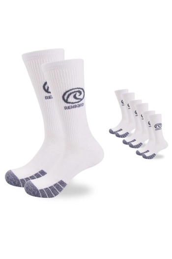 Sports socks Rehband Crew Socks (3 Pairs)-White/Grey Sports socks Rehband Crew Socks (3 Pairs)-White/Grey Cross-Training