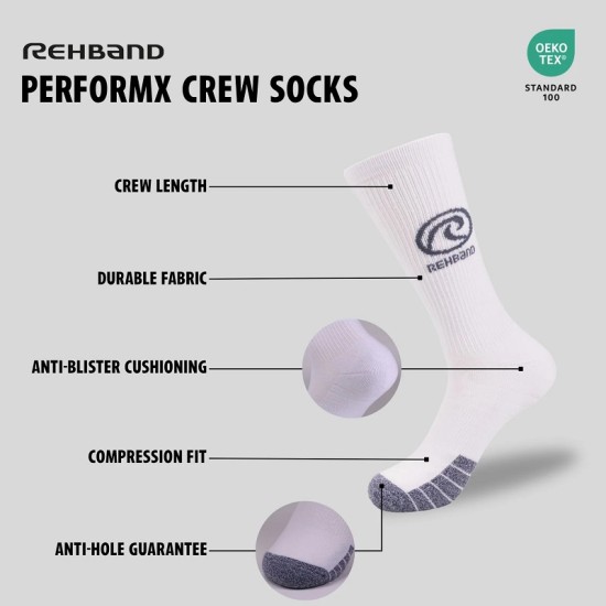 
                                        Спортни чорапи Rehband Crew Socks (3 чифта)-Бели