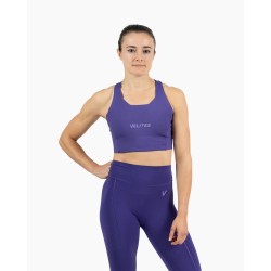 Спортно бюстие HOLO с високо деколте и максимално покритие -тъмно лилав- Velites