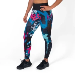 Дълъг дамски клин с висока талия AuraLux II Neon Clash Teal/Pink – Titan Box Wear
