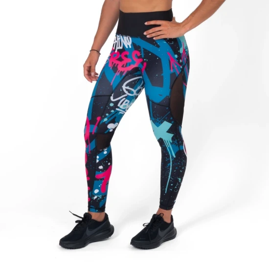 
                                        Дълъг дамски клин с висока талия AuraLux II Neon Clash Teal/Pink – Titan Box Wear