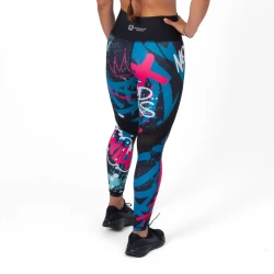Дълъг дамски клин с висока талия AuraLux II Neon Clash Teal/Pink – Titan Box Wear
