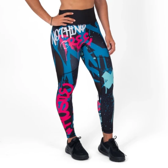
                                        Дълъг дамски клин с висока талия AuraLux II Neon Clash Teal/Pink – Titan Box Wear